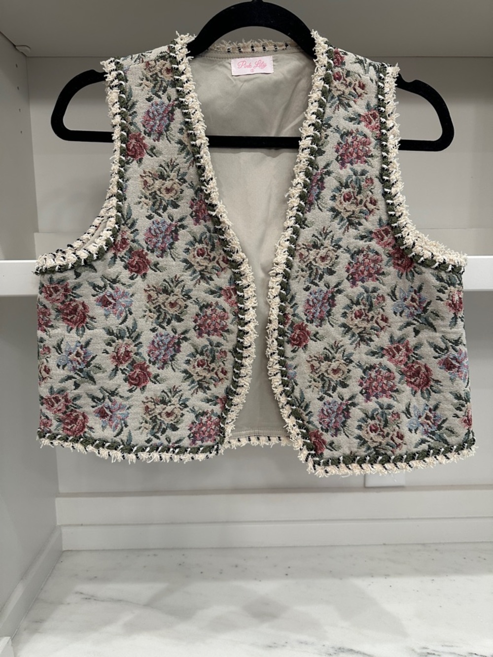 Pink Lily small floral vest. Like new